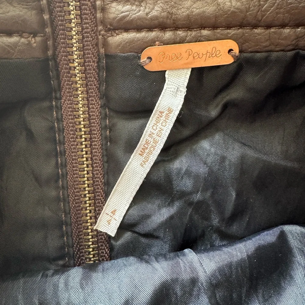 Free People Dark Brown Faux Leather Mini Skirt - Picture 3 of 4